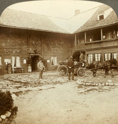 Hôtel Victoria, orné de bois de renne, à Kongsberg, en Norvège sauvage, vers 1905 - Unbekannt
