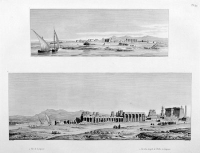 Vue de Louxor et du temple de Thèbes à Louxor, Égypte, vers 1808 - Unbekannt