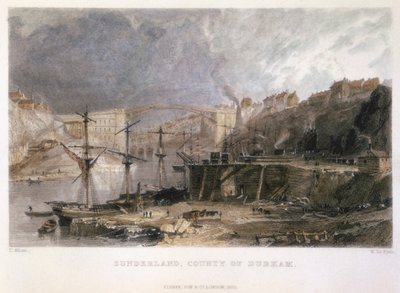Vue de Sunderland et du pont de fer regardant vers l
