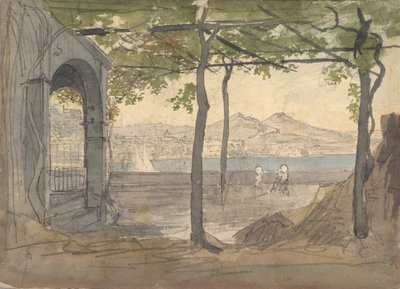 Vue de la baie de Naples avec le mont Vésuve, début du 19ème siècle - Unbekannt