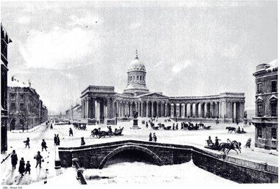 Vue de la cathédrale de Kazan à Saint-Pétersbourg, vers 1850 - Unbekannt