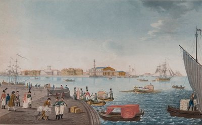 Vue de la rivière Neva et de la Bourse à Saint-Pétersbourg - Unbekannt
