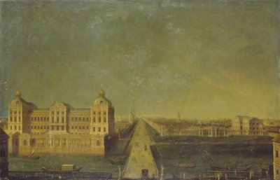 Vue de la perspective Nevski depuis le palais Anichkov avec la maison des Shuvalov, seconde moitié du 18ème siècle - Unbekannt