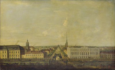 Vue de la perspective Nevski depuis le pont de la police avec le palais Stroganov, seconde moitié du 18ème siècle - Unbekannt