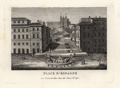Vue de la Piazza di Spagna, Fontaine de la Barcaccia et Escalier de la Trinité-des-Monts, Rome - Unbekannt