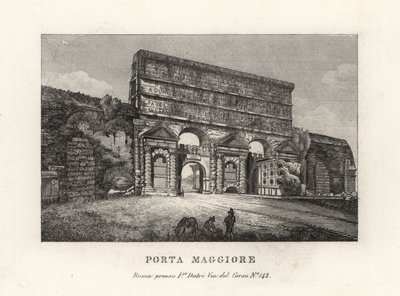 Vue de la porte Porta Maggiore avec aqueducs, Rome - Unbekannt
