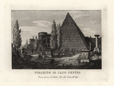 Vue de la Pyramide de Cestius, Rome - Unbekannt