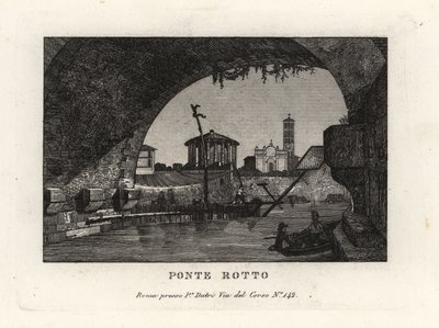 Vue du Ponte Rotto brisé, Pons Aemilius, dans le Tibre, Rome - Unbekannt