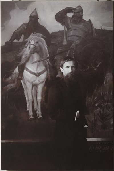 Viktor Vasnetsov devant sa peinture Bogatyrs - Unbekannt