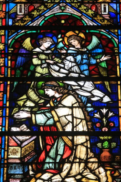 Vierge Marie. Détails. Couronnement de la Vierge. Vitraux de Frantz Mayer de Munich 1884. Chapelle de Notre-Dame de la Ronde. Cathédrale Saint-Étienne de Metz, Metz, France - Unbekannt
