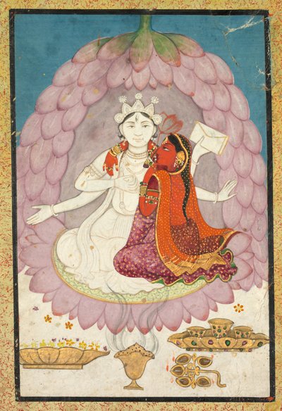 Vishnu et Lakshmi assis sur une fleur de lotus - Unbekannt
