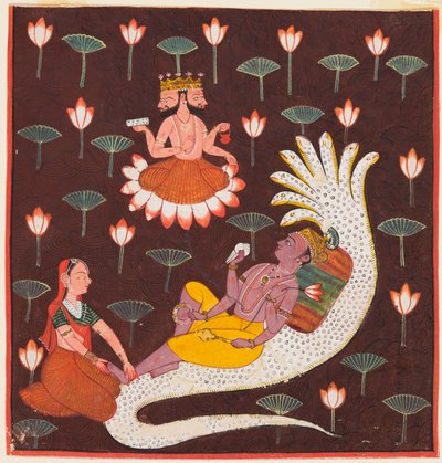 Vishnu sur Ananta, le serpent sans fin, vers 1700 - Unbekannt