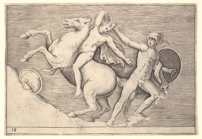 Guerrier tirant un cavalier de son cheval, d
