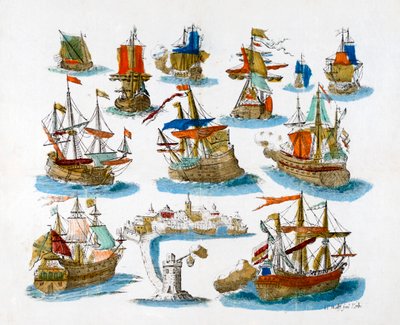 Navires de guerre, 18ème siècle - Unbekannt