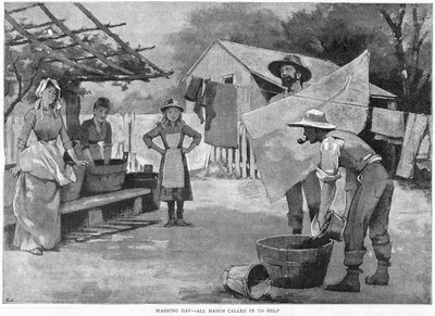 Jour de lessive - Tout le monde est appelé à aider, 1889 - Unbekannt