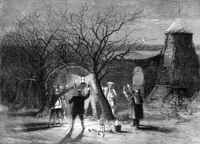 Bénédiction des pommiers avec du cidre chaud dans le Devonshire à la veille de la douzième nuit - Unbekannt