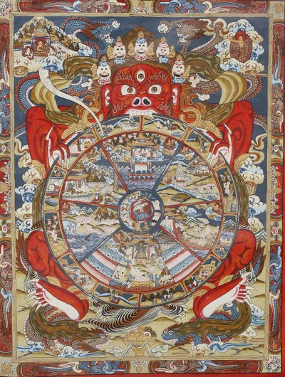 Roue de la vie ou roue du Samsara (Mandala). Monastère de Kopan, Bhaktapur, Népal - Unbekannt