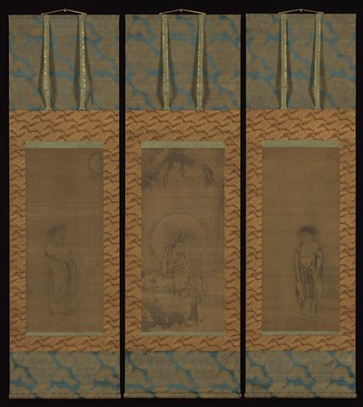 Guanyin en robe blanche avec Hanshan et Shide, 14ème siècle - Unbekannt