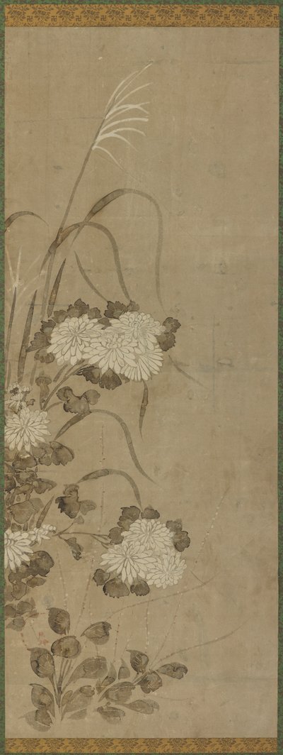 Chrysanthèmes blancs et herbes, période Edo, 1615-1868 - Unbekannt