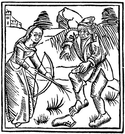 Sorcière tirant une flèche enchantée faite d