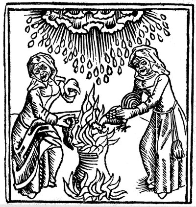 Sorcières jetant un sort pour faire venir la pluie, 1489 - Unbekannt