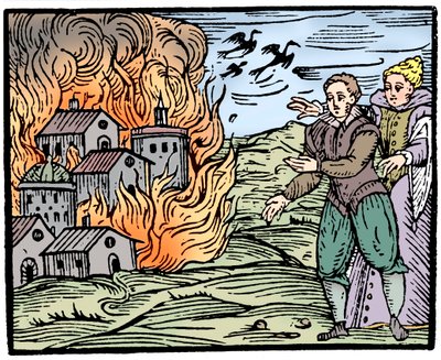 Sorcières détruisant une maison par le feu - Souabe, 1533 - Unbekannt