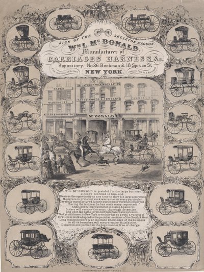 Wm. L. McDonald, fabricants de harnais de voiture & Co. Repository, No. 26 Beekman & 1..., 1852-86 - Unbekannt