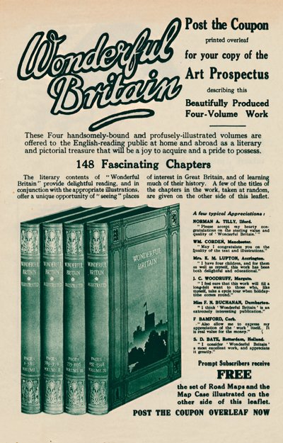 Publicité pour le livre Wonderful Britain, 1935 - Unbekannt
