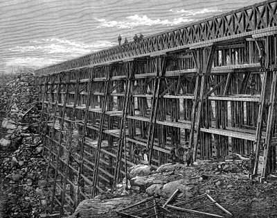 Pont en bois sur la ligne de chemin de fer Union Pacific, Dale Creek, Wyoming, USA, 1869 - Unbekannt