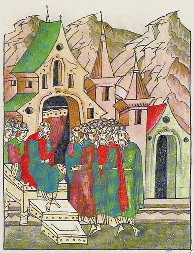 Yaropolk de Kiev appelle ses frères à se réconcilier. De la Chronique compilée illuminée, deuxième - Unbekannt