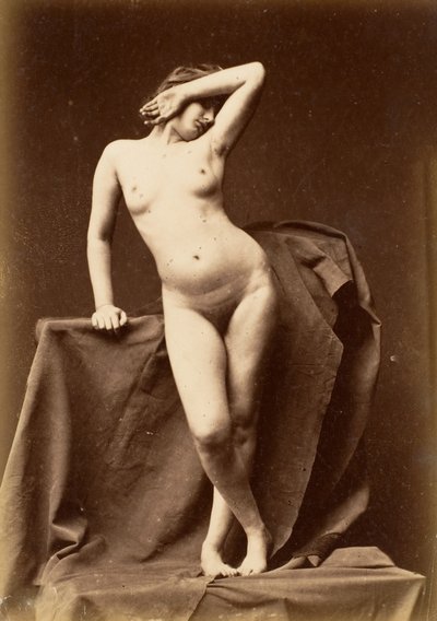 Jeune femme, nue, de face avec la main sur le visage, années 1860 - Unbekannt