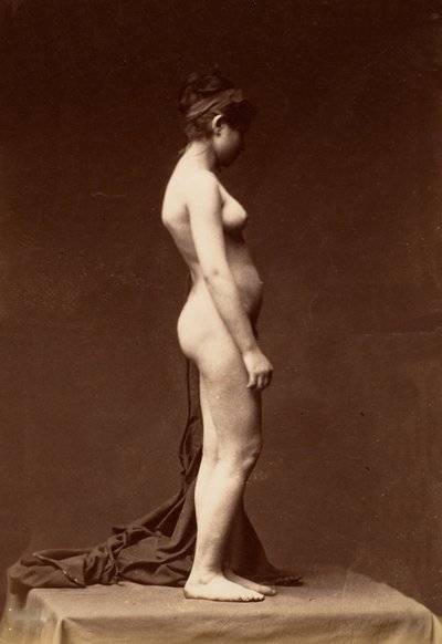 Jeune femme, nue, figure entière de profil, années 1860 - Unbekannt