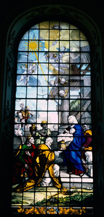Adoration des mages, peinture sur verre par Joshua Price, 1719 - Unbekannt Unbekannt
