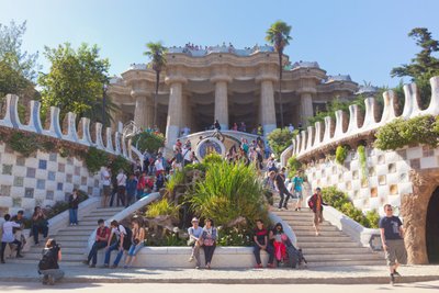 Barcelone, Espagne. Entrée du Parc Güell, site du patrimoine mondial de l