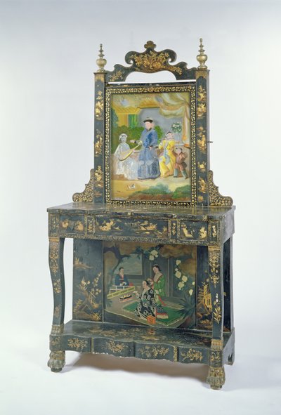 Porte-manteau chinois exporté en laque noire et dorée partiellement, milieu du XIXe siècle - Unbekannt Unbekannt