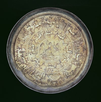 Plat en argent doré de la tombe Bernardini à Praeneste - Unbekannt Unbekannt