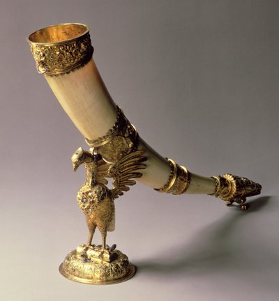 Corne à boire en ivoire avec montures en argent doré par Jacob Mores I, Hambourg, fin du XVIe - début du XVIIe siècle - Unbekannt Unbekannt