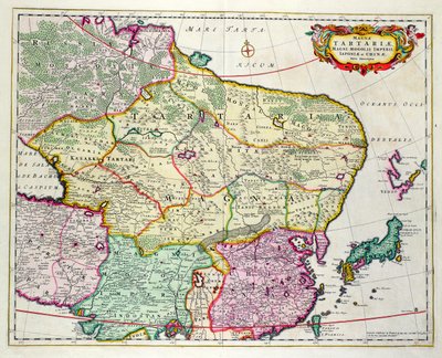 Carte de la Mongolie montrant le Japon et la Chine, vers 1680 par Frederick de Wit - Unbekannt Unbekannt