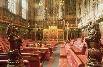 Palais de Westminster, Intérieur de la Chambre des Lords vers 1844, Augustus Welby Pugin (1812-52) - Unbekannt Unbekannt