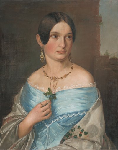 Portrait de dame avec une rose - Unbekannt Unbekannt
