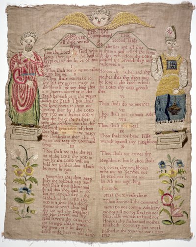 Échantillon, représentant les Dix Commandements, par Elizabeth Coventry, anglais, 1727 - Unbekannt Unbekannt