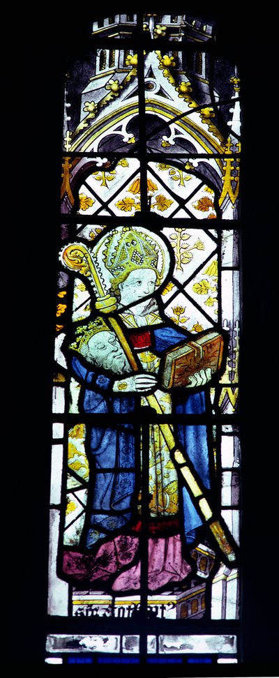 Saint Cuthbert portant la tête du roi Oswald, britannique, 15ème siècle - Unbekannt Unbekannt