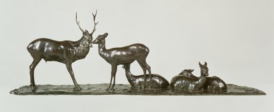 Cerf et biche avec faons par Rembrandt Bugatti - Unbekannt Unbekannt