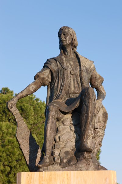 Statue de Christophe Colomb au monastère de La Rábida, province de Huelva, Andalousie, sud de l