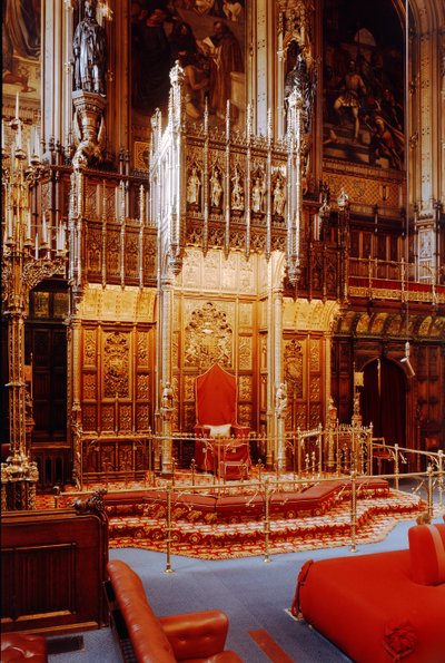 Le Trône du Souverain dans la Chambre des Lords, Westminster, construit vers 1844 - Unbekannt Unbekannt