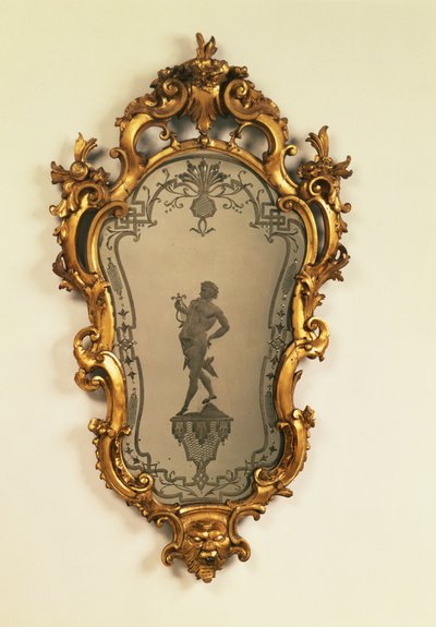 Girandole vénitienne en bois doré, plaque cartouche gravée d