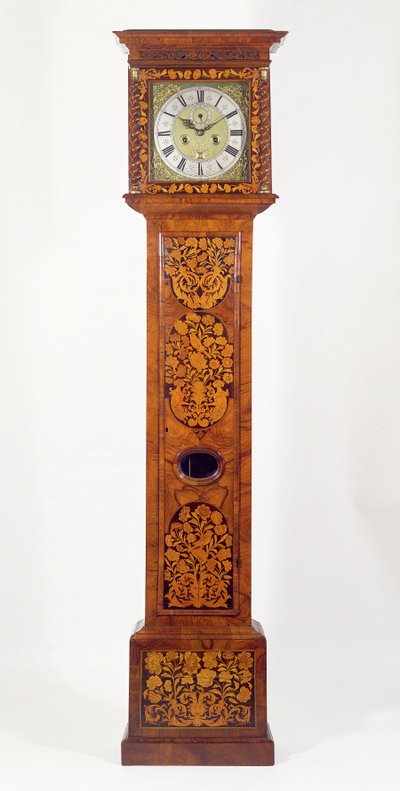 Horloge de parquet en marqueterie de noyer, par James Clowes (fl.1671-89) - Unbekannt Unbekannt