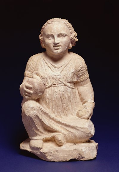 Une fille assise avec un cygne, Chypriote, vers 200 av. J.-C. (calcaire et pigment) - Unbekannt