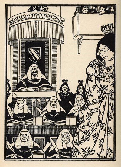 Une cour largement féminine apparaît au Baron, une ironie digne de mention parmi ses aventures. Illustration de William Strang et JB Clark de « Les Aventures du Baron de Münchhausen » par Rudolf Erich Raspe (1789) - Unbekannt
