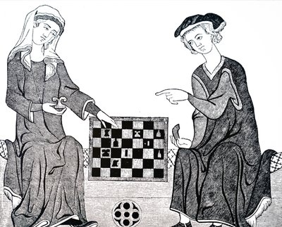 Un homme et une femme jouant aux échecs - Unbekannt
